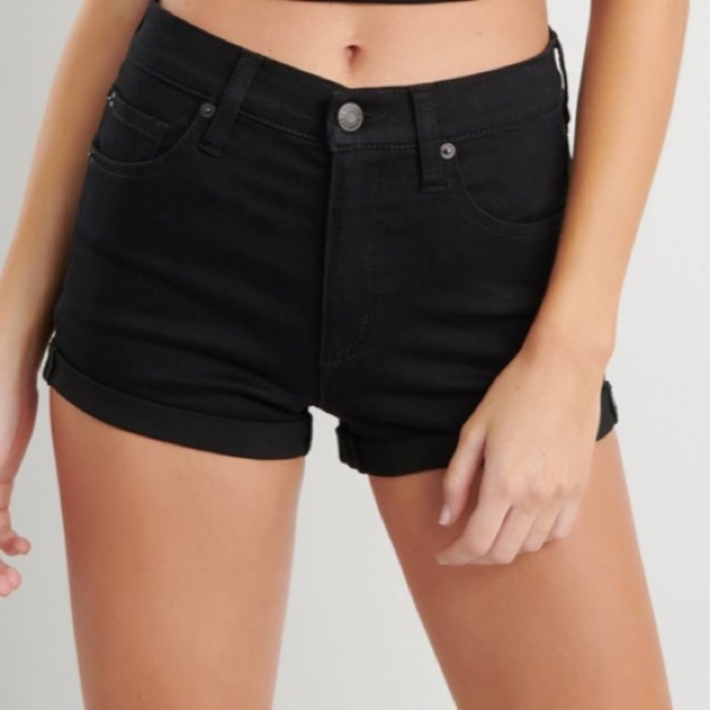 Somewhat Faded High Wasited Black Jean Shorts